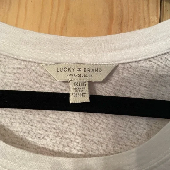 Lucky Brand White Tee with Gold Accents - Picture 3 of 8